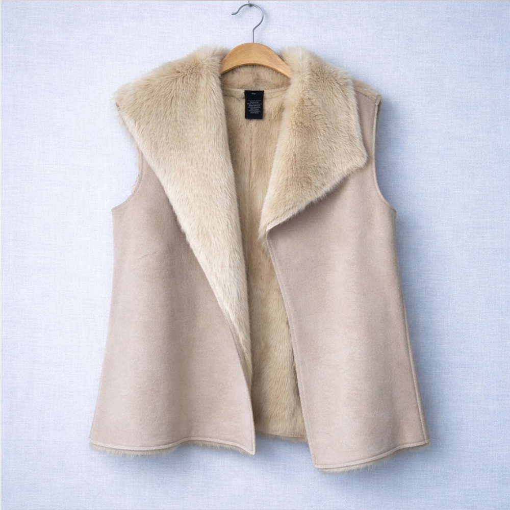 Grace Tan Faux Fur Hippie Inspired Western Cowgirl Vest size S GUC